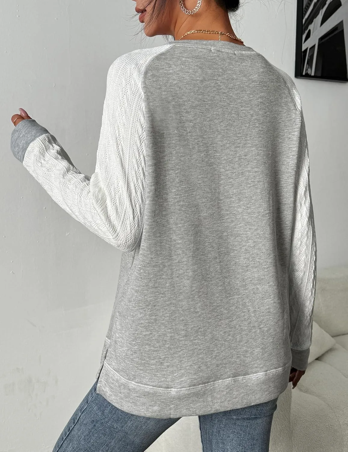 Zeagoo Womens Long Sleeve Shirts Lightweight Cable Knit Sleeve Shirts Trendy Fall Tunic Tops