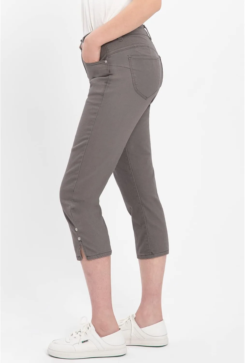 ZENTHACE Women's Basic 5-Pocket Twill Capri Pants Stretch Straight Leg Casual Capris