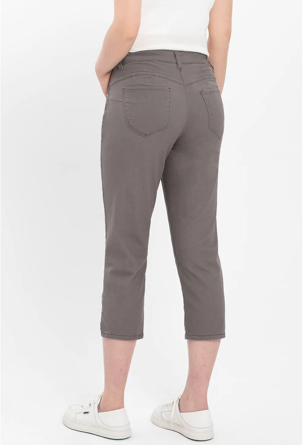 ZENTHACE Women's Basic 5-Pocket Twill Capri Pants Stretch Straight Leg Casual Capris