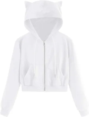 Zip Up Hoodies for Women 2024 Cropped Long Sleeve Sweatshirts Jackets Trendy Y2k Crop Tops Teen Girls Clothes